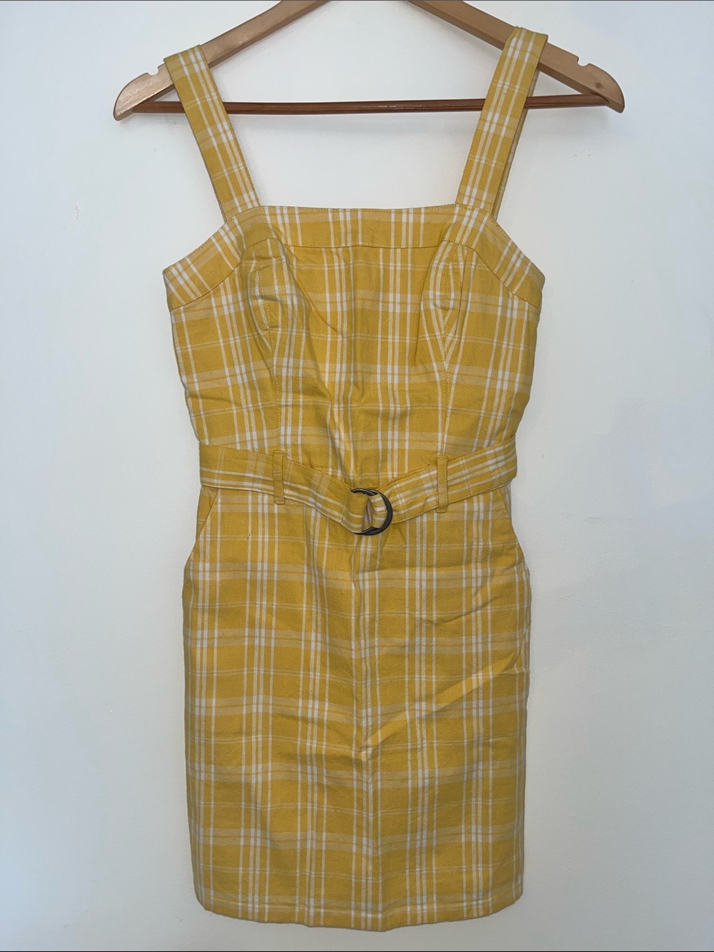 Hollister Yellow Plaid Mini Dress with Square Neck
